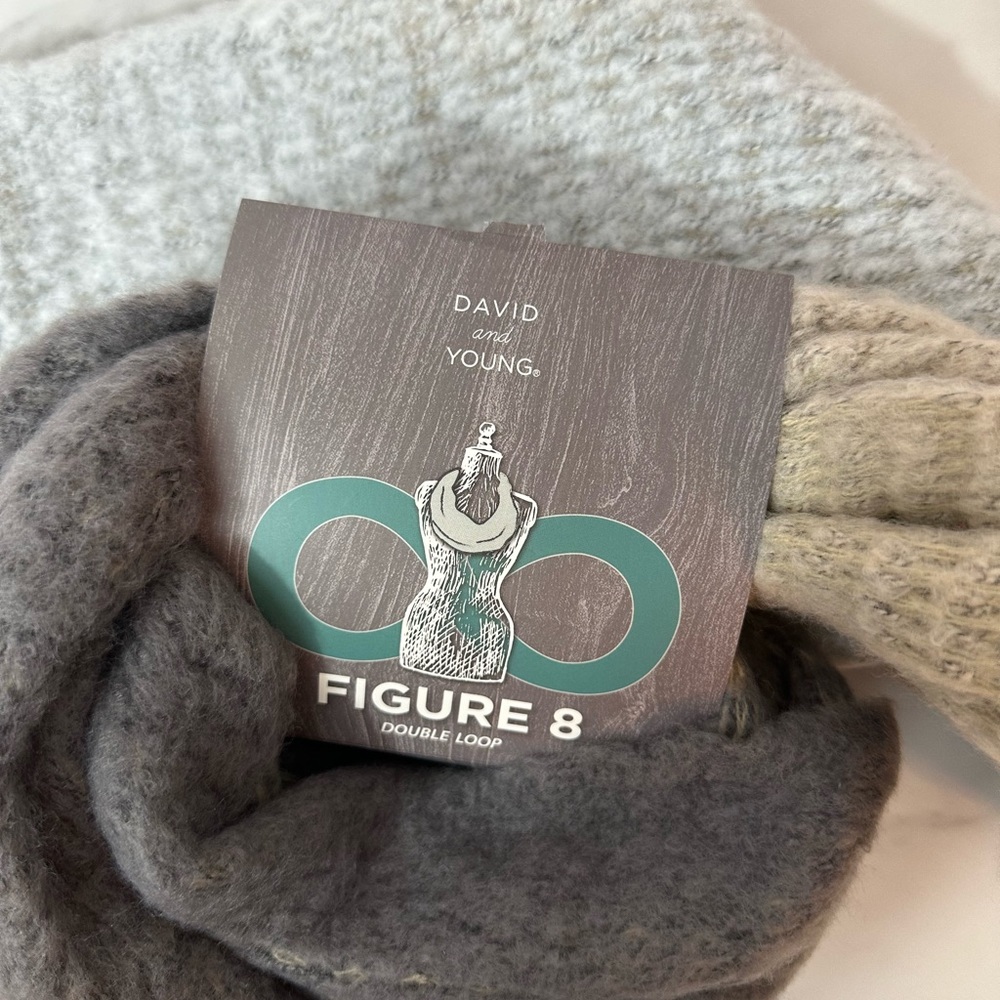 NWT David and Young Figure 8 Double Loop Scarf in Neutral Tones Color Block - Picture 4 of 8